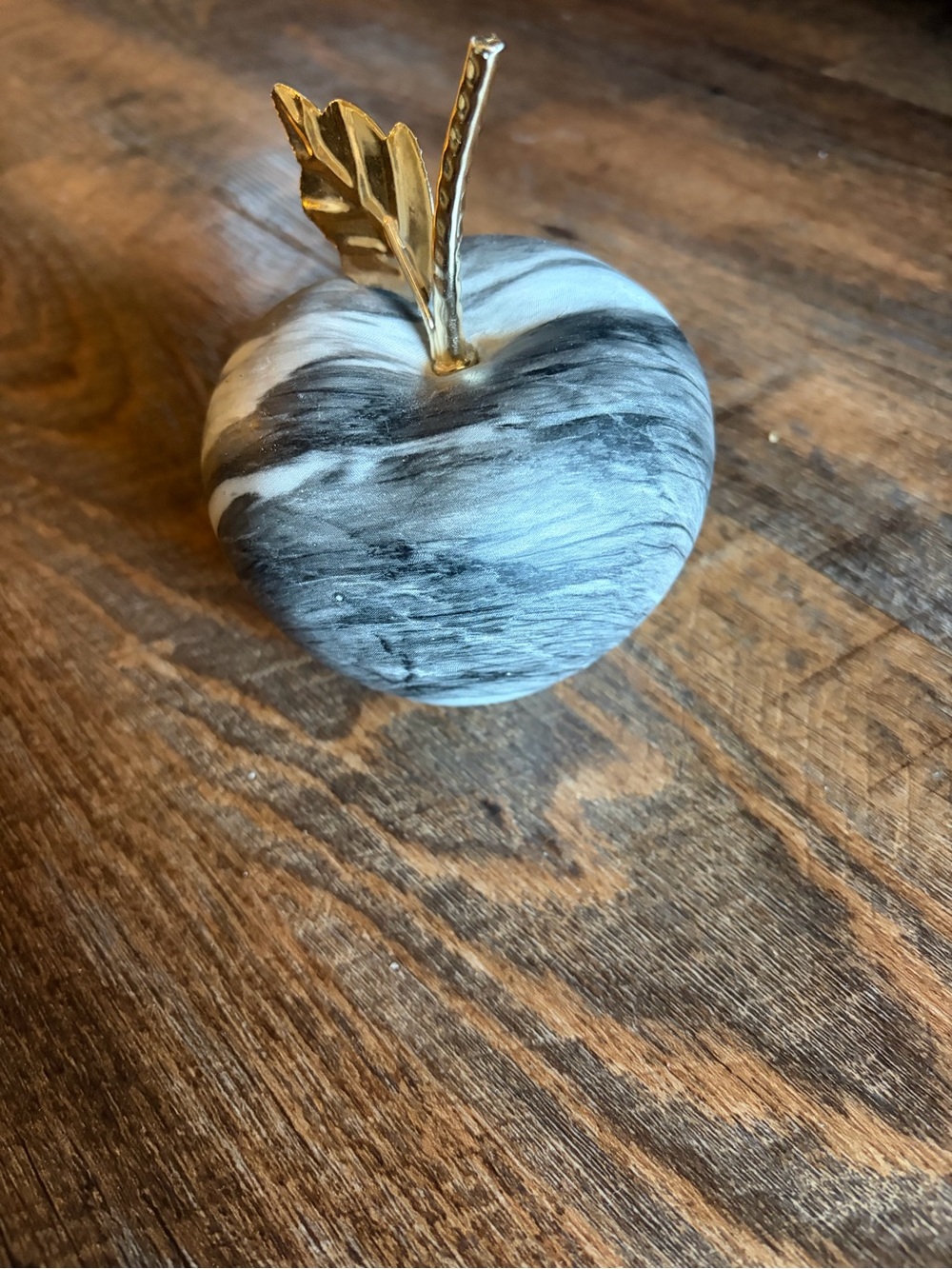 Marble Effect Apple Decor with Gold Stem